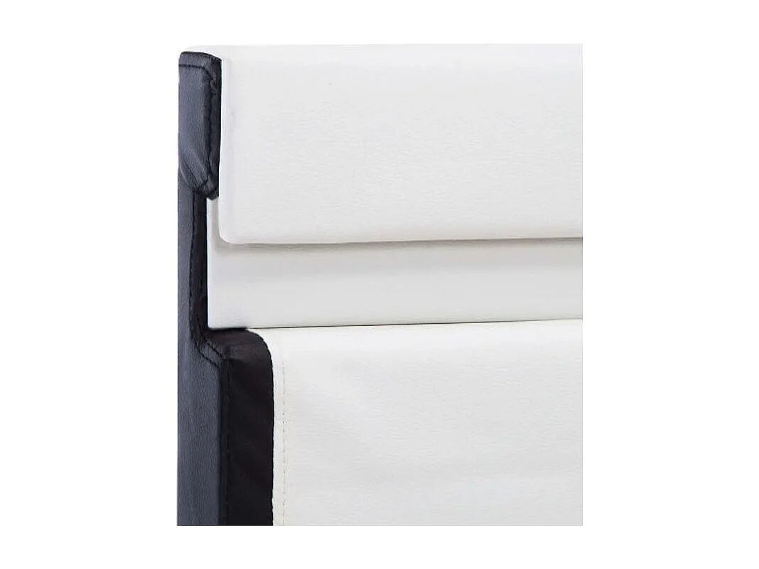 Lit adulte à LED simili cuir noir et blanc Mia 180x200