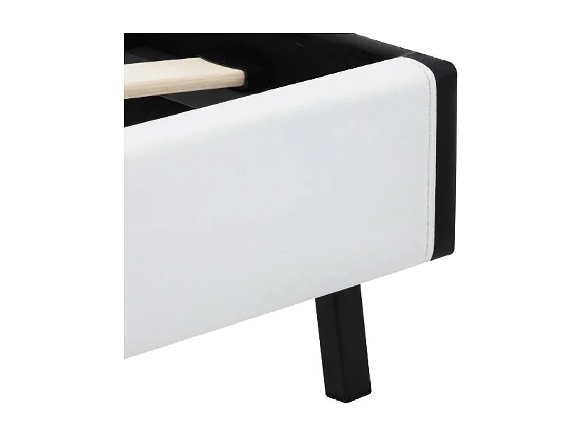 Lit adulte à LED simili cuir noir et blanc Mia 180x200