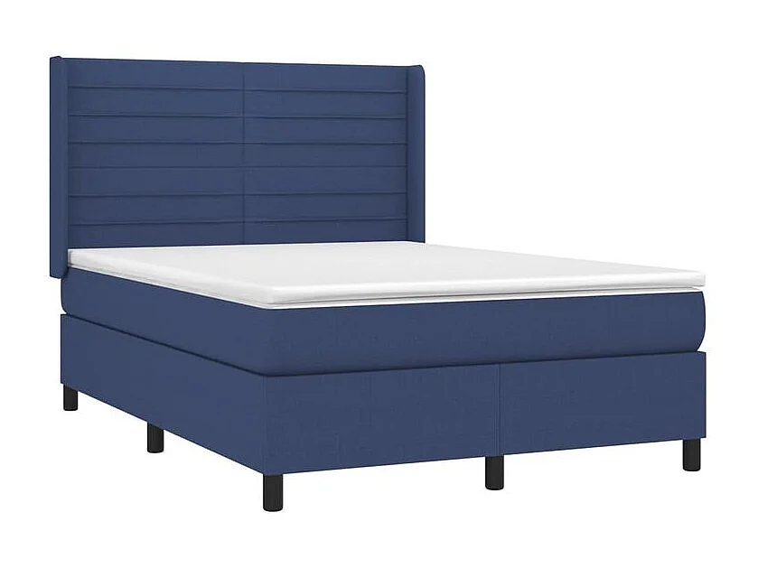 Sommier à lattes de lit matelas et LED Bleu 140x190 Tissu
