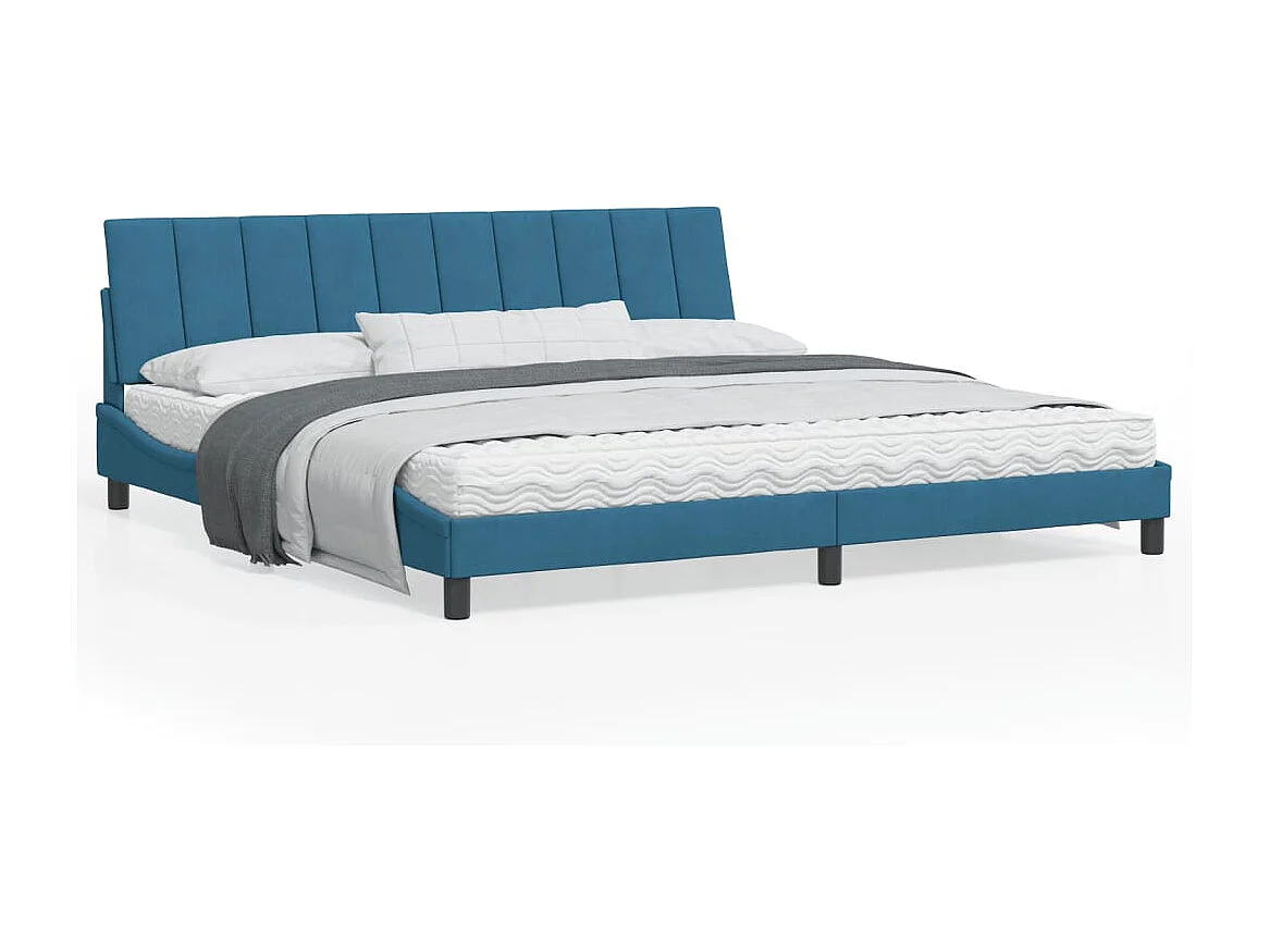 Cadre de lit avec tête de lit bleu 200x200 velours