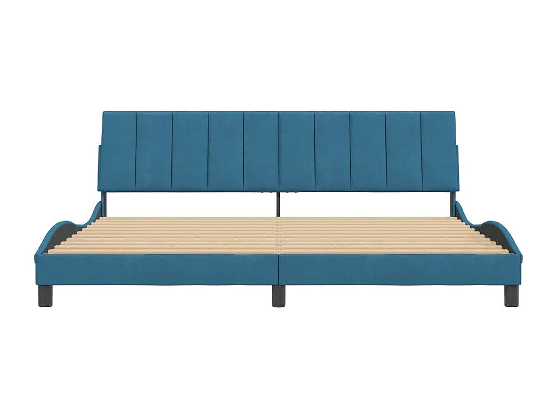 Cadre de lit avec tête de lit bleu 200x200 velours