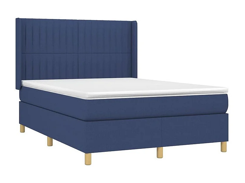 Sommier à lattes de lit matelas et LED Bleu 140x190 Tissu