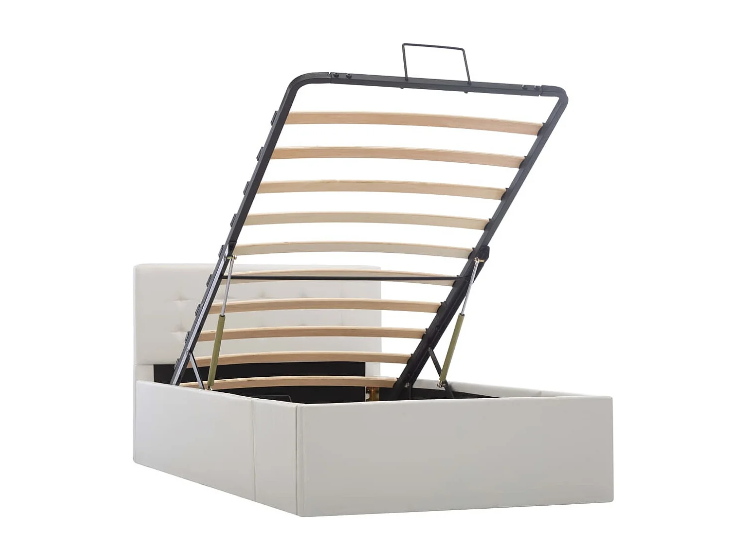 Lit à rangement hydraulique Blanc Similicuir 100x200