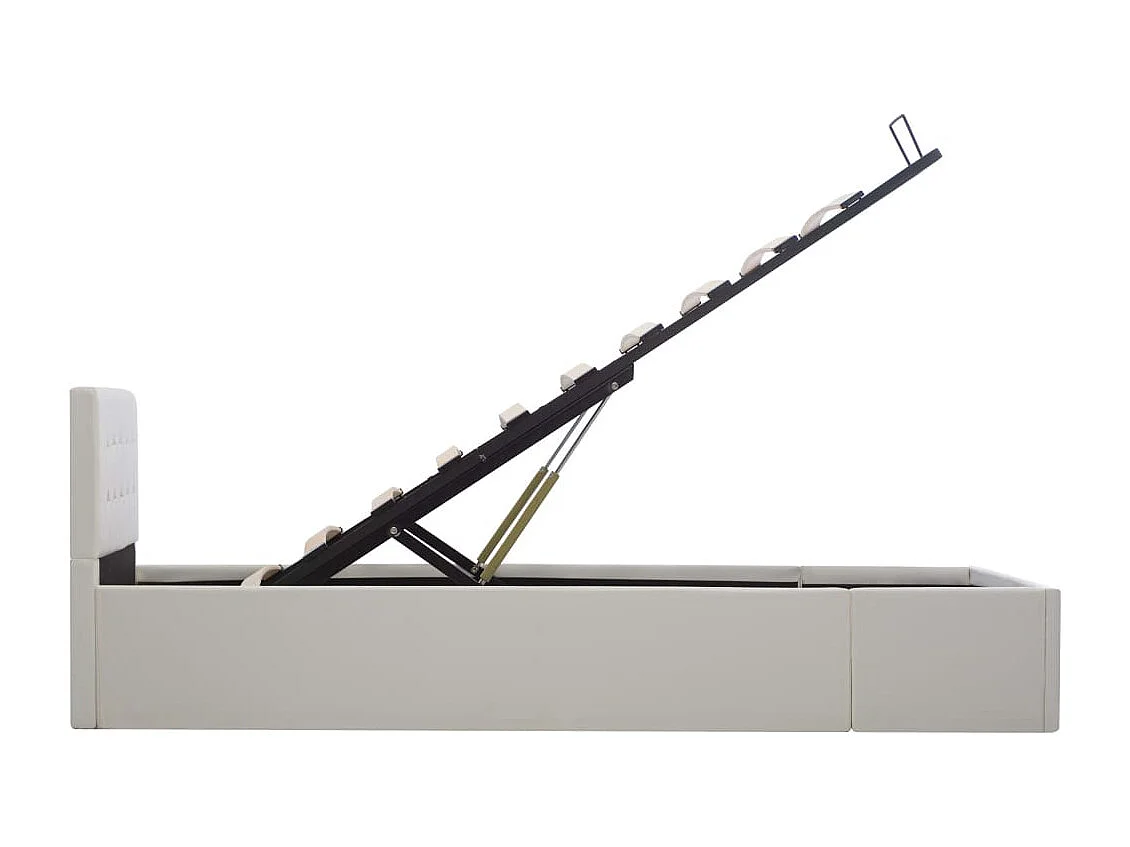 Lit à rangement hydraulique Blanc Similicuir 100x200