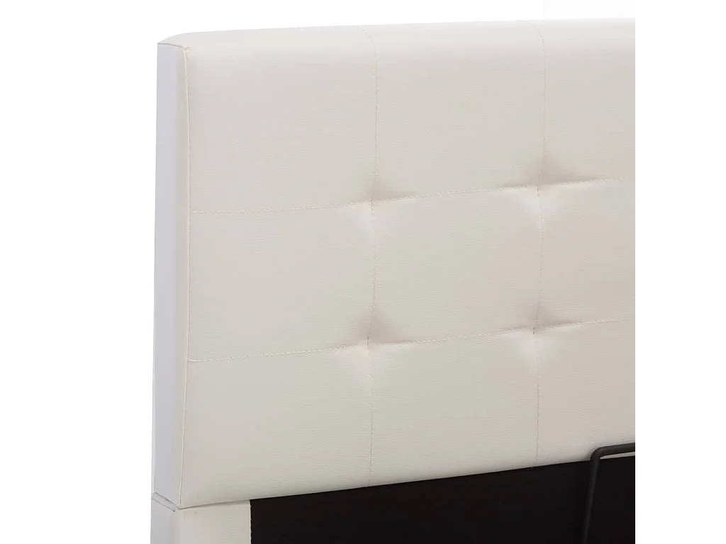 Lit à rangement hydraulique Blanc Similicuir 100x200