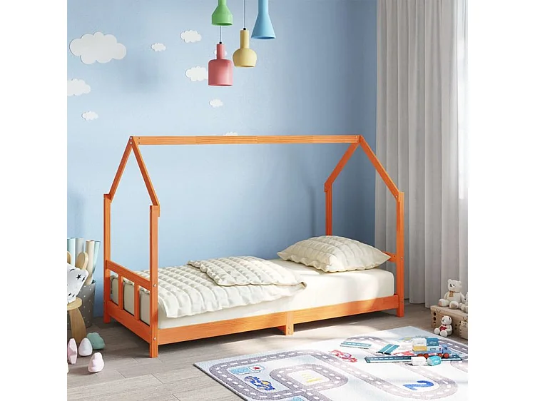 Cadre de lit d'enfants cire marron 90x190 bois de pin massif