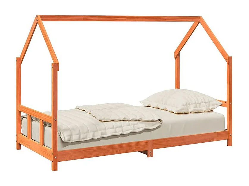 Cadre de lit d'enfants cire marron 90x190 bois de pin massif