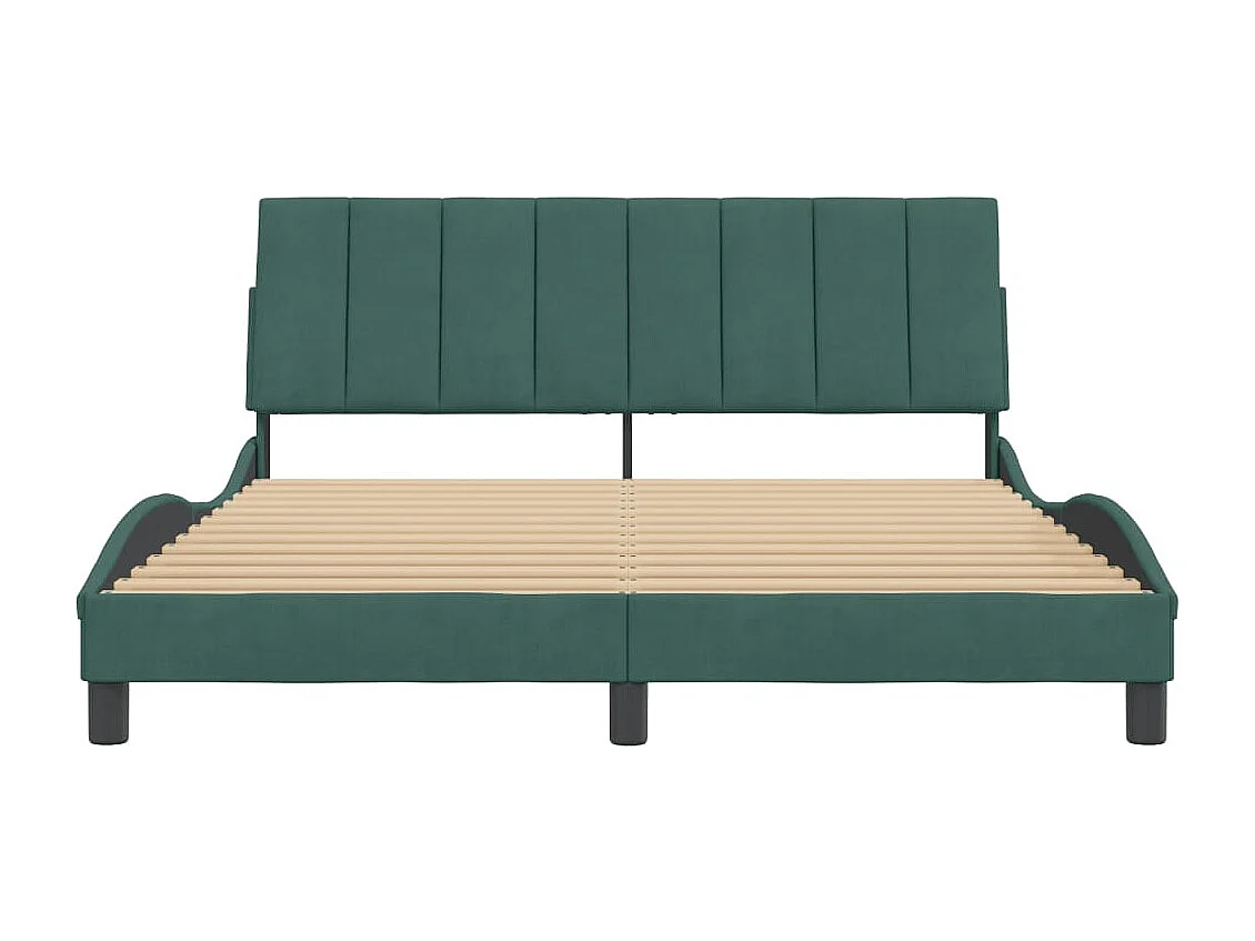 Cadre de lit avec tête de lit Vert foncé 160x200 Velours