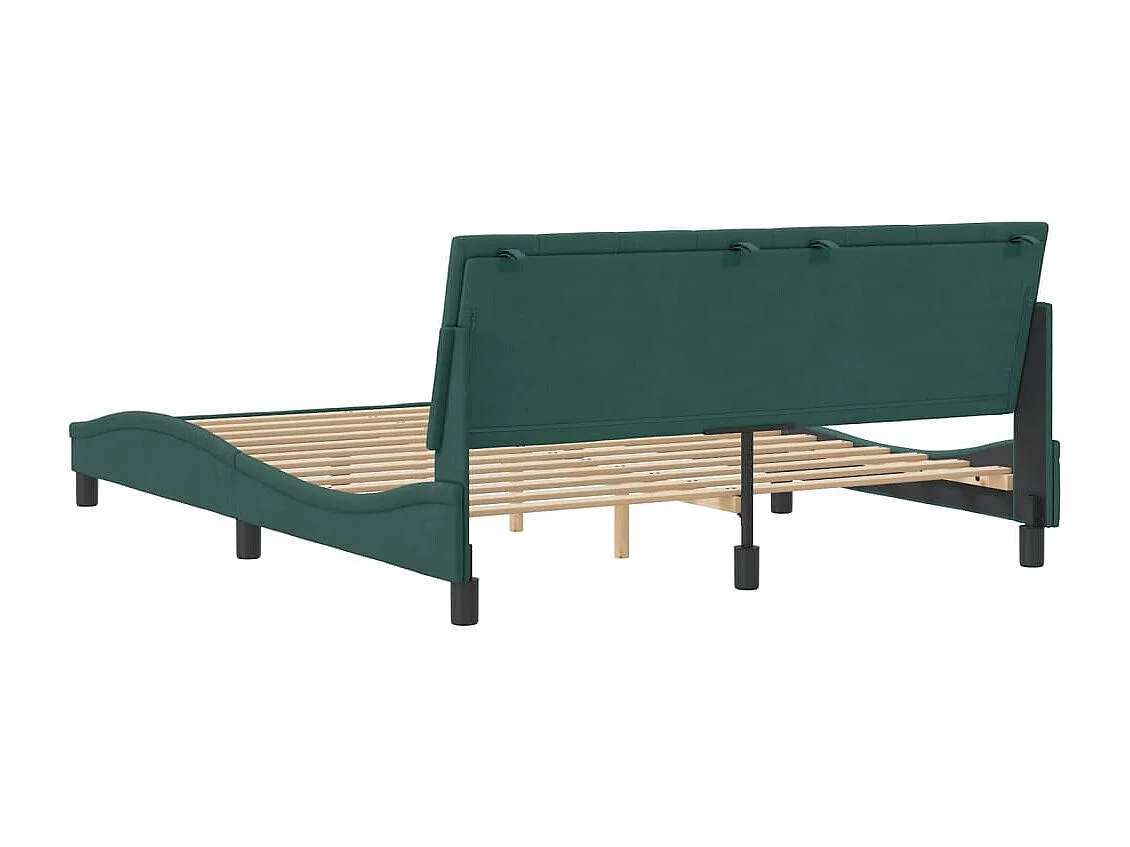Cadre de lit avec tête de lit Vert foncé 160x200 Velours