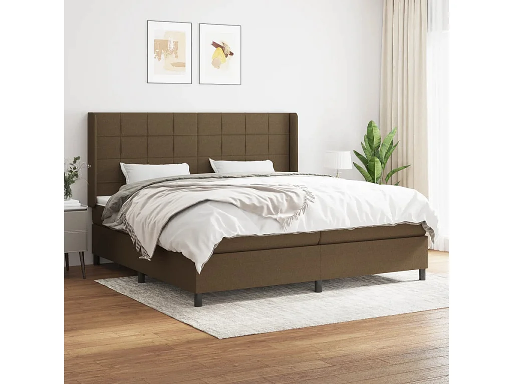 Lit à sommier tapissier avec matelas Marron foncé 200x200 10