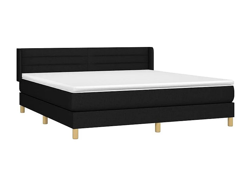 Sommier à lattes de lit avec matelas Noir 180x200 Tissu