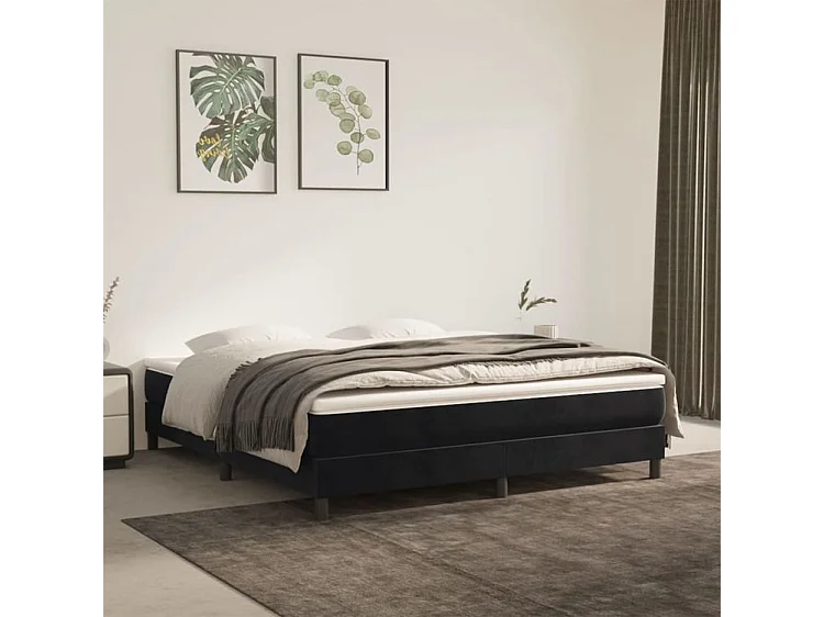 Cadre de lit 25cm en velour noir ur pied Sloka - Élégance et confort-160x200