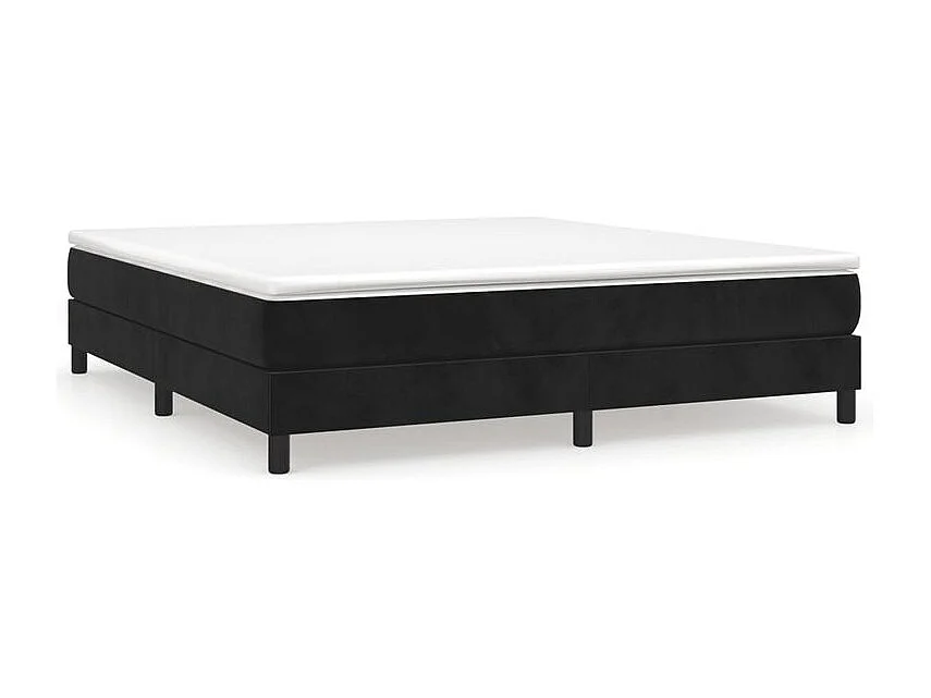 Cadre de lit 25cm en velour noir ur pied Sloka - Élégance et confort-160x200