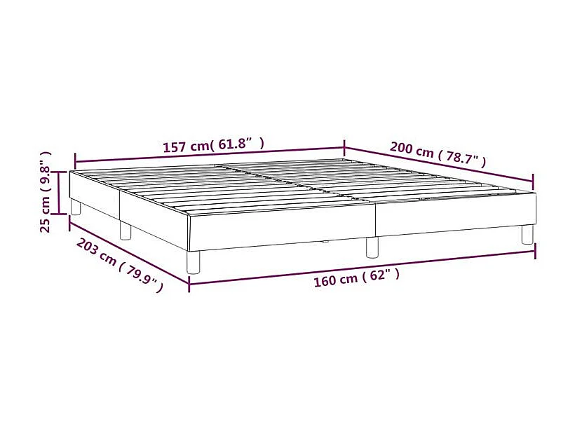 Cadre de lit 25cm en velour noir ur pied Sloka - Élégance et confort-160x200