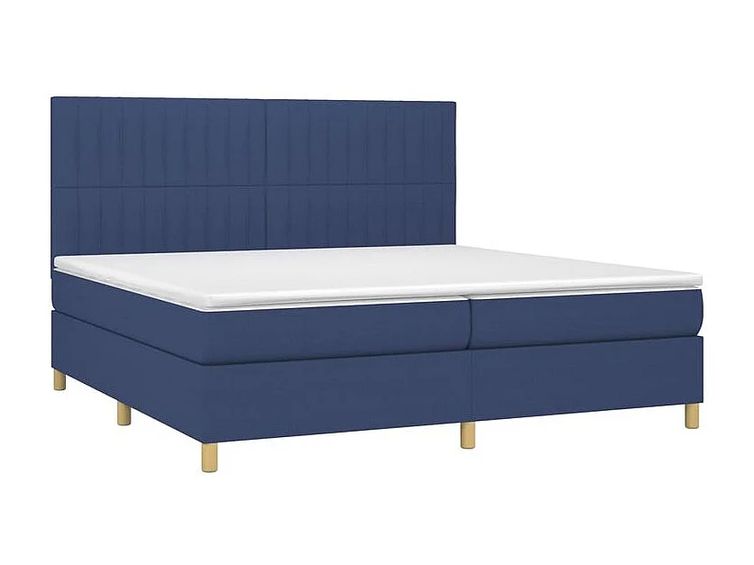 Sommier à lattes de lit et matelas et LED Bleu 200x200 Tissu
