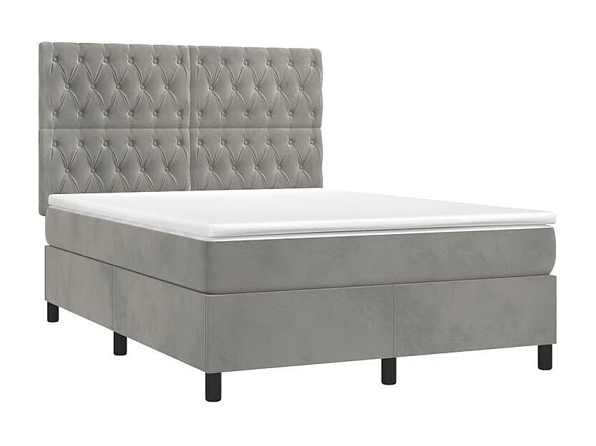 Sommier à lattes de lit et matelas Gris clair 140x190 Velours