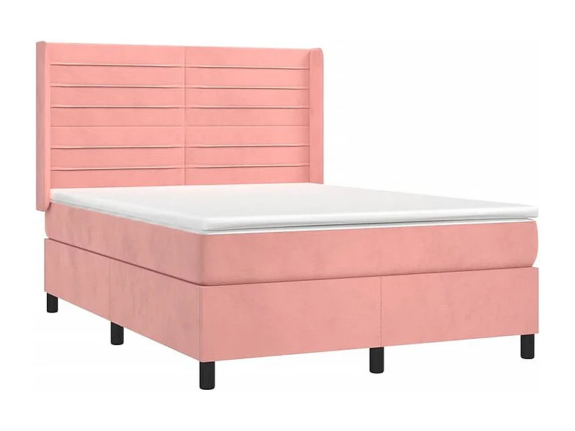 Sommier à lattes de lit matelas et LED Rose 140x190 Velours