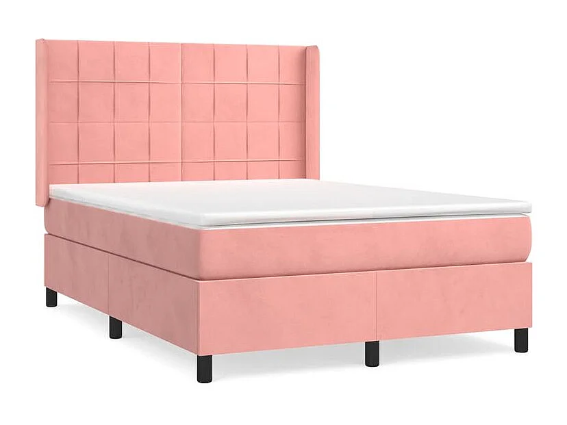 Sommier à lattes de lit avec matelas Rose 140x190 Velours
