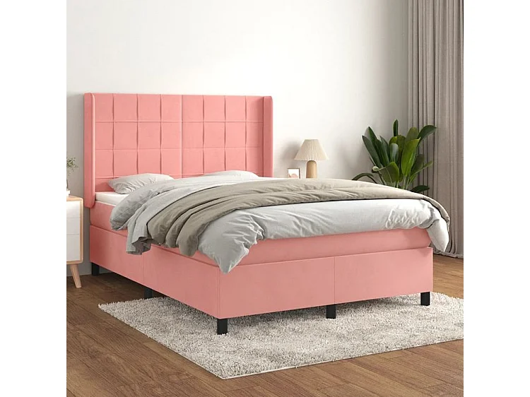 Sommier à lattes de lit avec matelas Rose 140x190 Velours