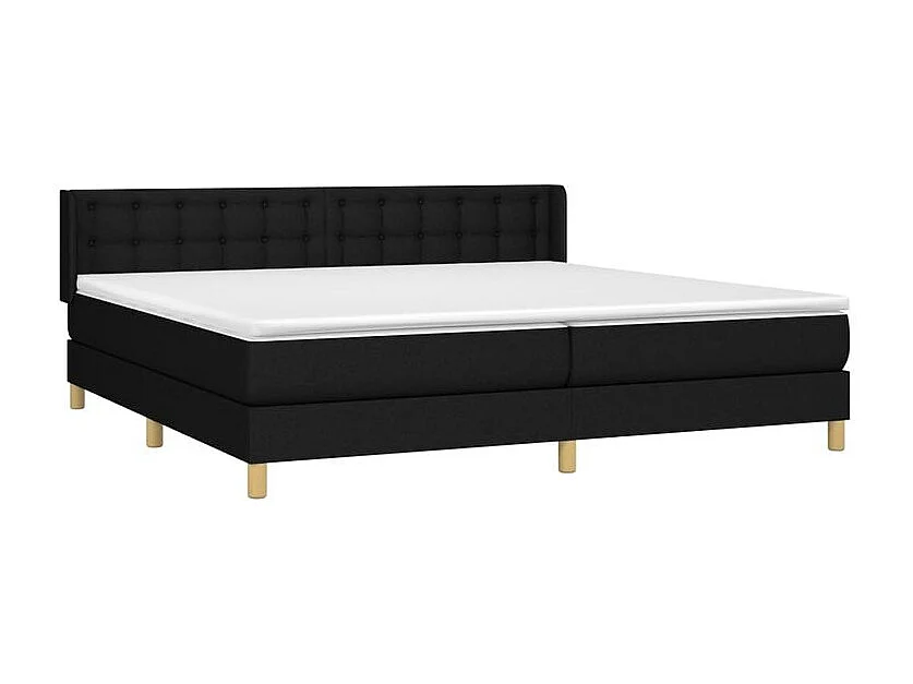 Sommier à lattes de lit avec matelas Noir 180x200 Tissu