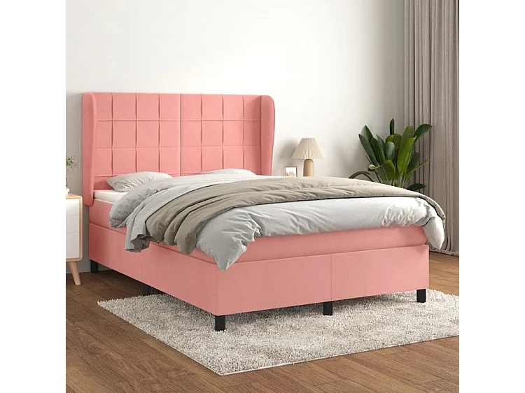 Sommier à lattes de lit avec matelas Rose 140x190 Velours