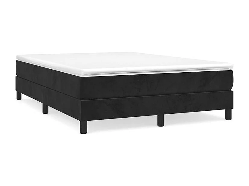 Cadre de lit 25cm en velour noir ur pied Sloka - Élégance et confort-140x200