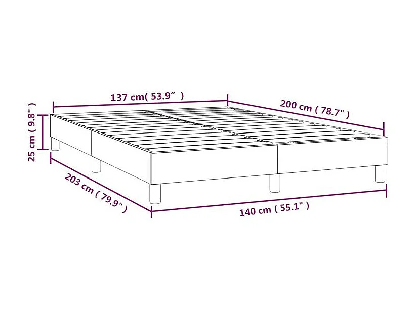 Cadre de lit 25cm en velour noir ur pied Sloka - Élégance et confort-140x200