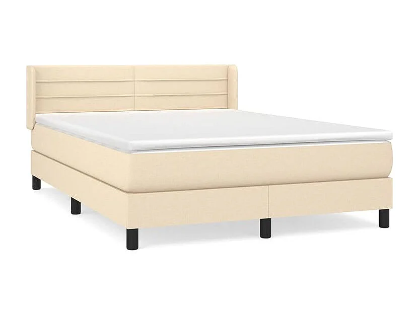 Sommier à lattes de lit avec matelas Crème 140x190 Tissu