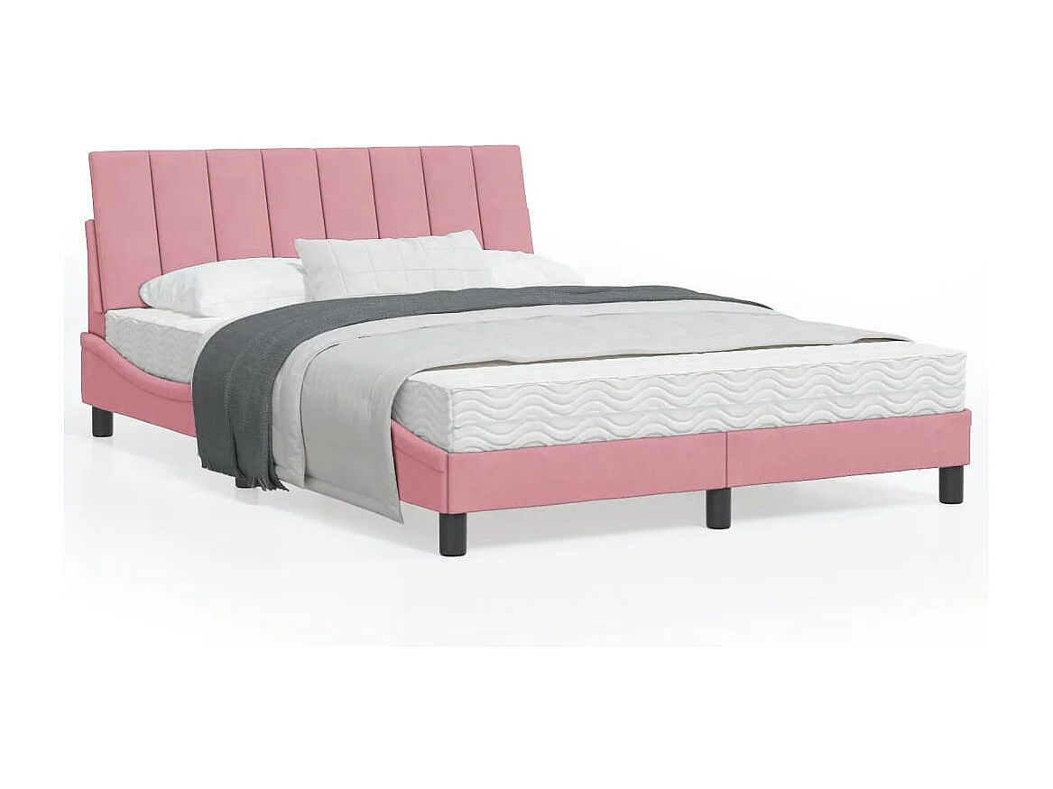 Cadre de lit avec tête de lit Rose 140x190 Velours