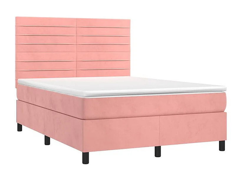 Sommier à lattes de lit avec matelas LED Rose 140x190 Velours