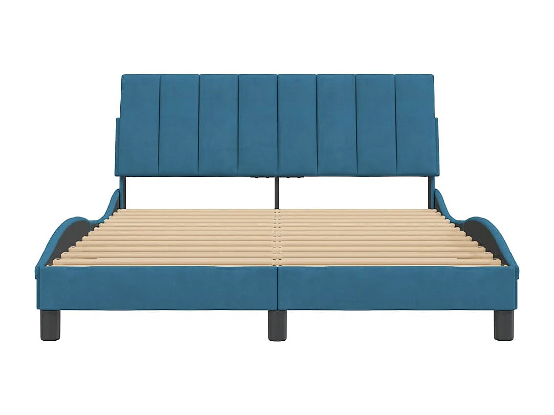 Cadre de lit avec tête de lit bleu 140x190 velours