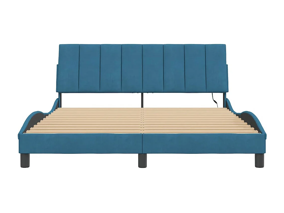 Cadre de lit avec lumières LED bleu 160x200 velours