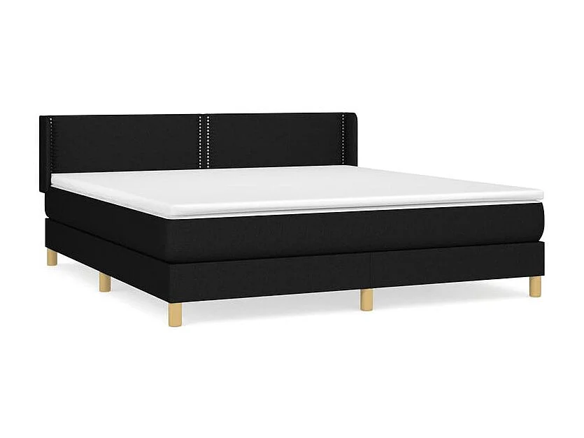 Sommier à lattes de lit avec matelas Noir 180x200 Tissu