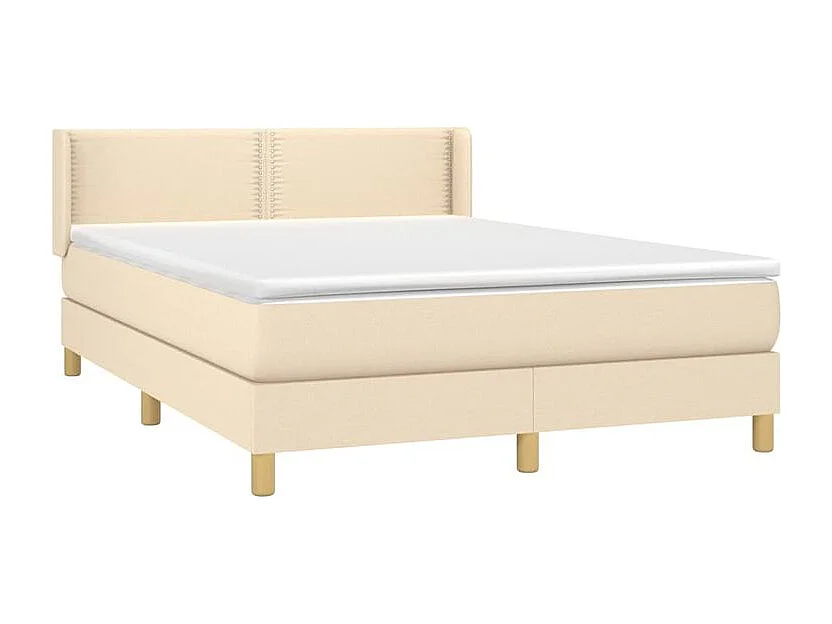Sommier à lattes de lit avec matelas Crème 140x190 Tissu