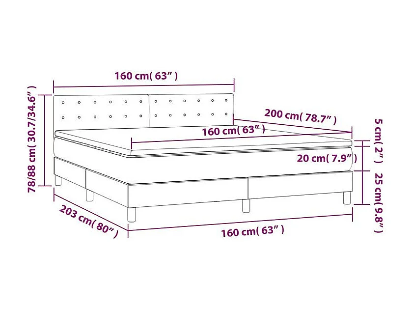 Sommier à lattes de lit avec matelas Rose 160x200 Velours