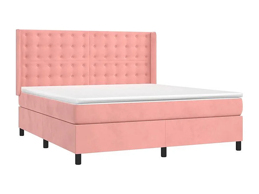 Sommier à lattes de lit matelas et LED Rose 160x200 Velours