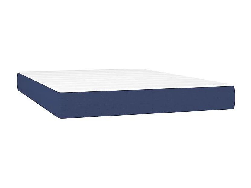 Sommier à lattes de lit et matelas et LED Bleu 140x190 Tissu