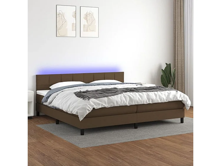 Sommier à lattes de lit matelas et LED Marron foncé 200x200