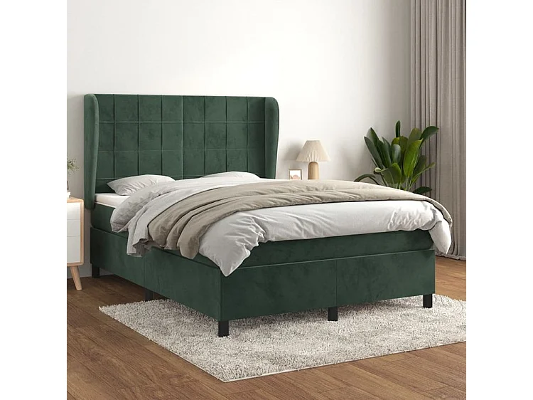 Sommier à lattes de lit et matelas Vert foncé 140x190 Velours