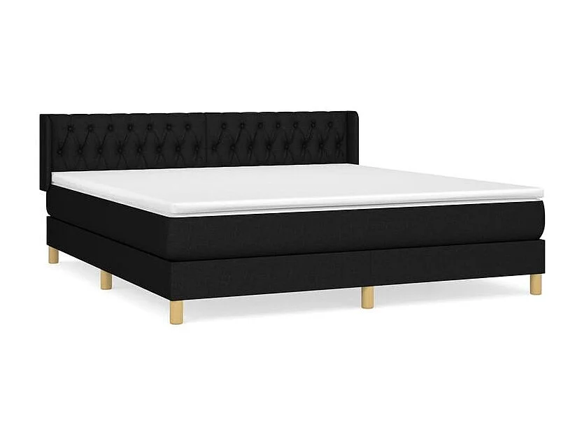 Sommier à lattes de lit avec matelas Noir 180x200 Tissu