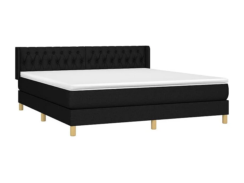 Sommier à lattes de lit avec matelas Noir 180x200 Tissu