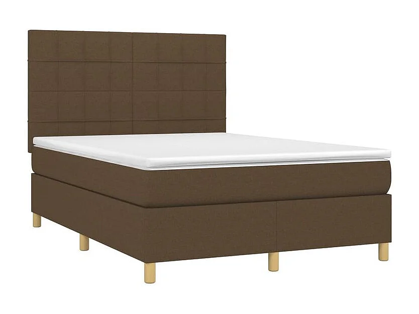 Sommier à lattes de lit matelas et LED Marron foncé 140x190