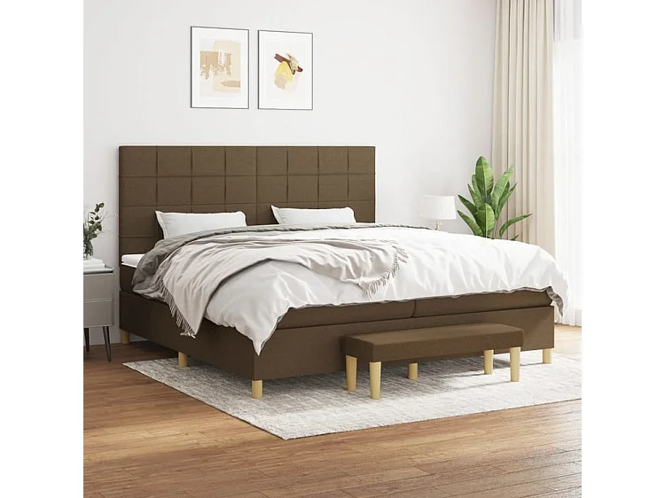 Sommier à lattes de lit avec matelas Marron foncé 200x200