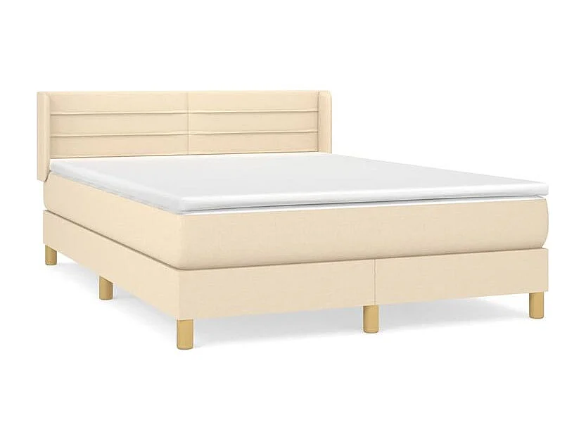 Sommier à lattes de lit avec matelas Crème 140x190 Tissu
