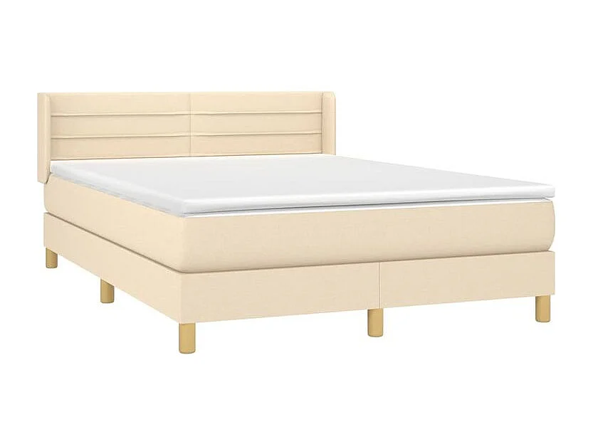Sommier à lattes de lit avec matelas Crème 140x190 Tissu