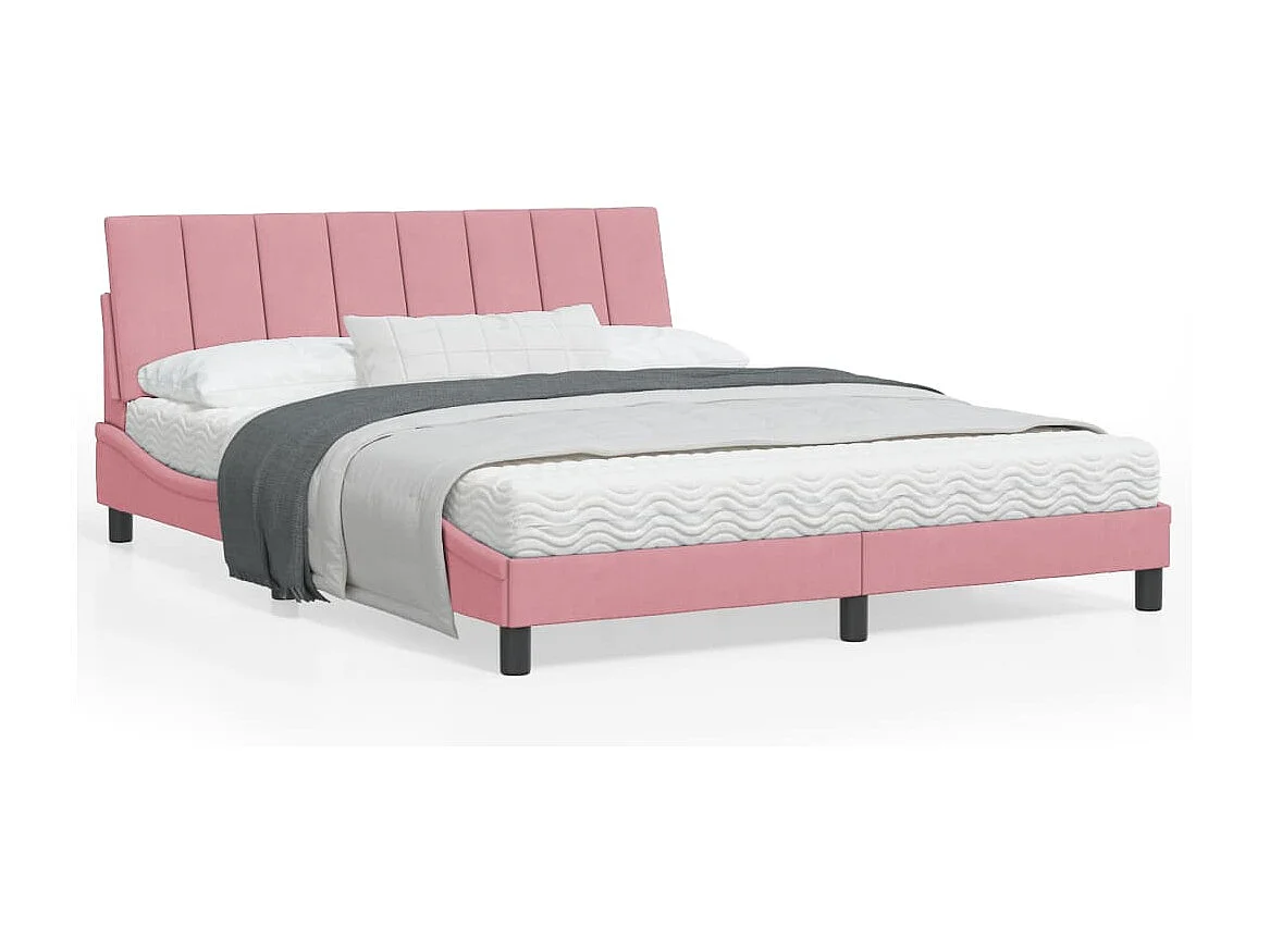Cadre de lit avec tête de lit Rose 160x200 Velours