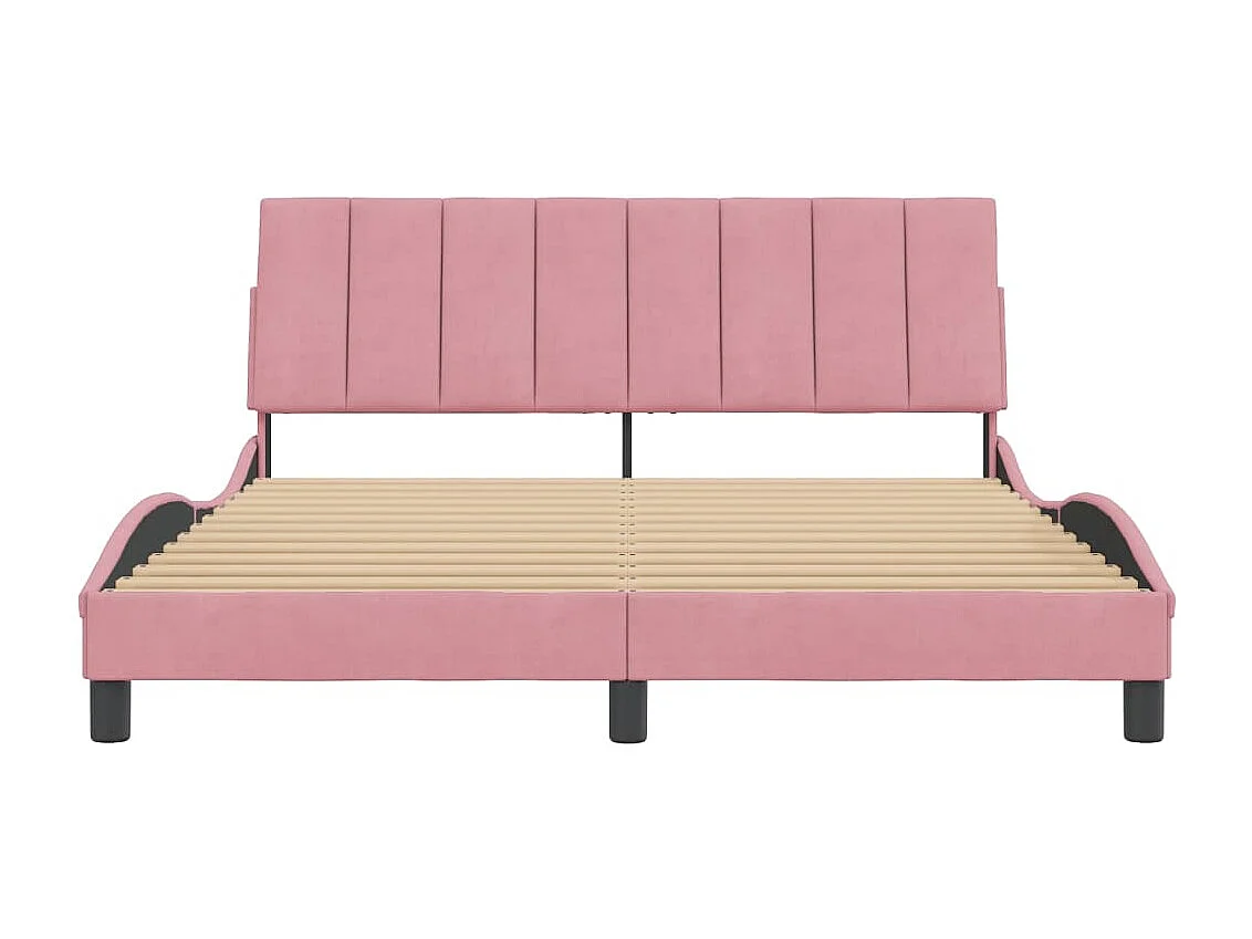 Cadre de lit avec tête de lit Rose 160x200 Velours