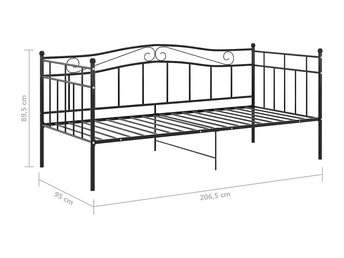 Cadre de canapé-lit Noir Métal 90x200 2