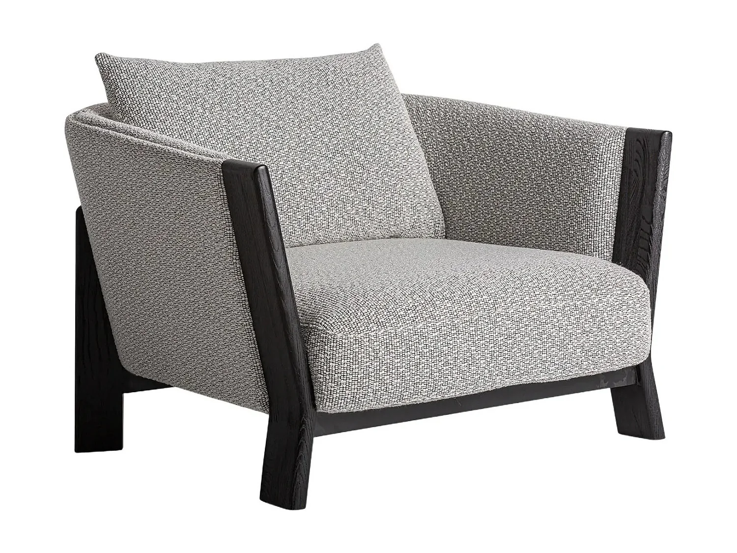 Sillón NARA – Madera maciza de roble marrón claro y tela-Gris