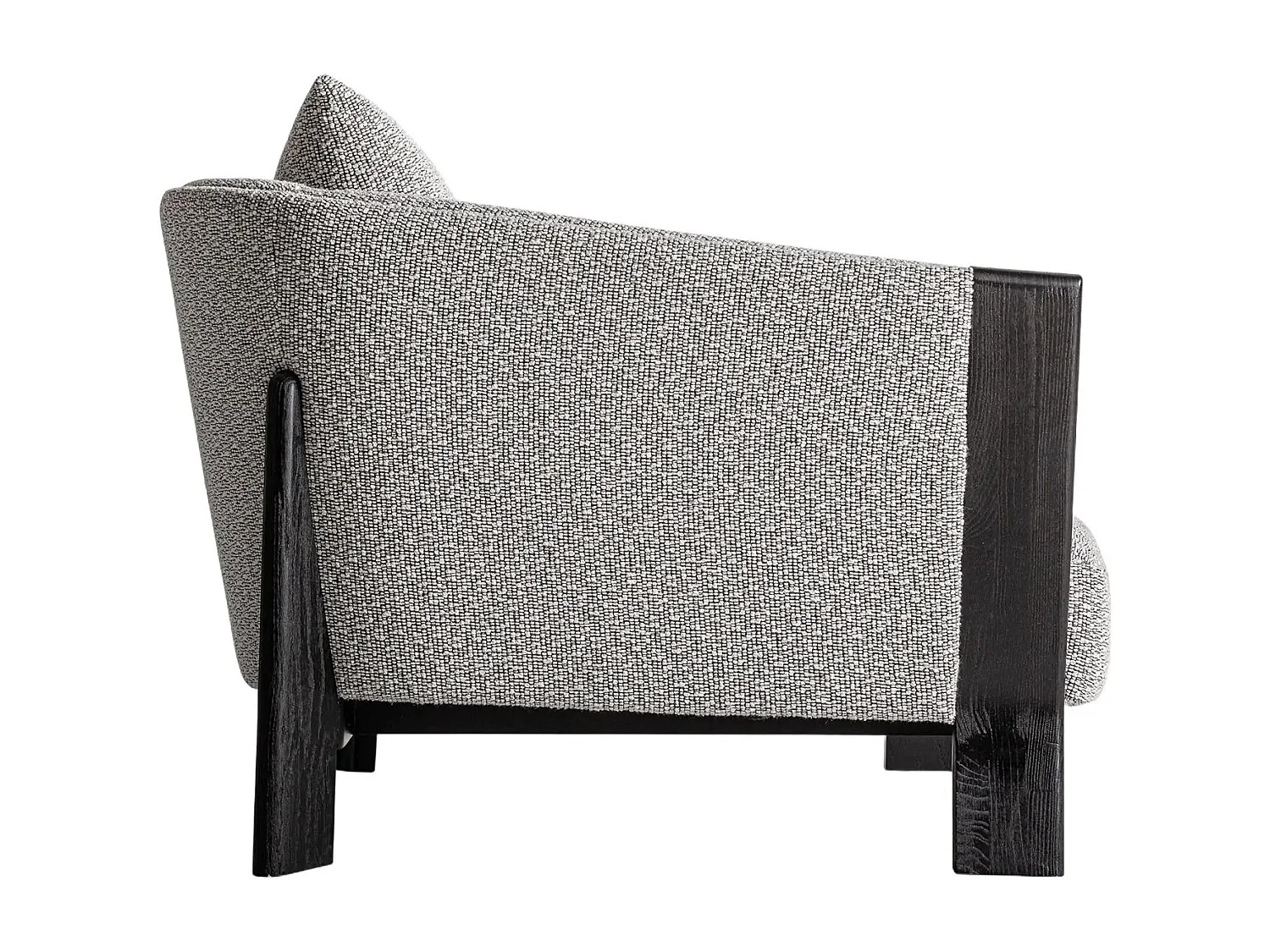 Sillón NARA – Madera maciza de roble marrón claro y tela-Gris